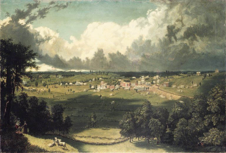 unknow artist Panoramic Landscape with a View of a Small Town
